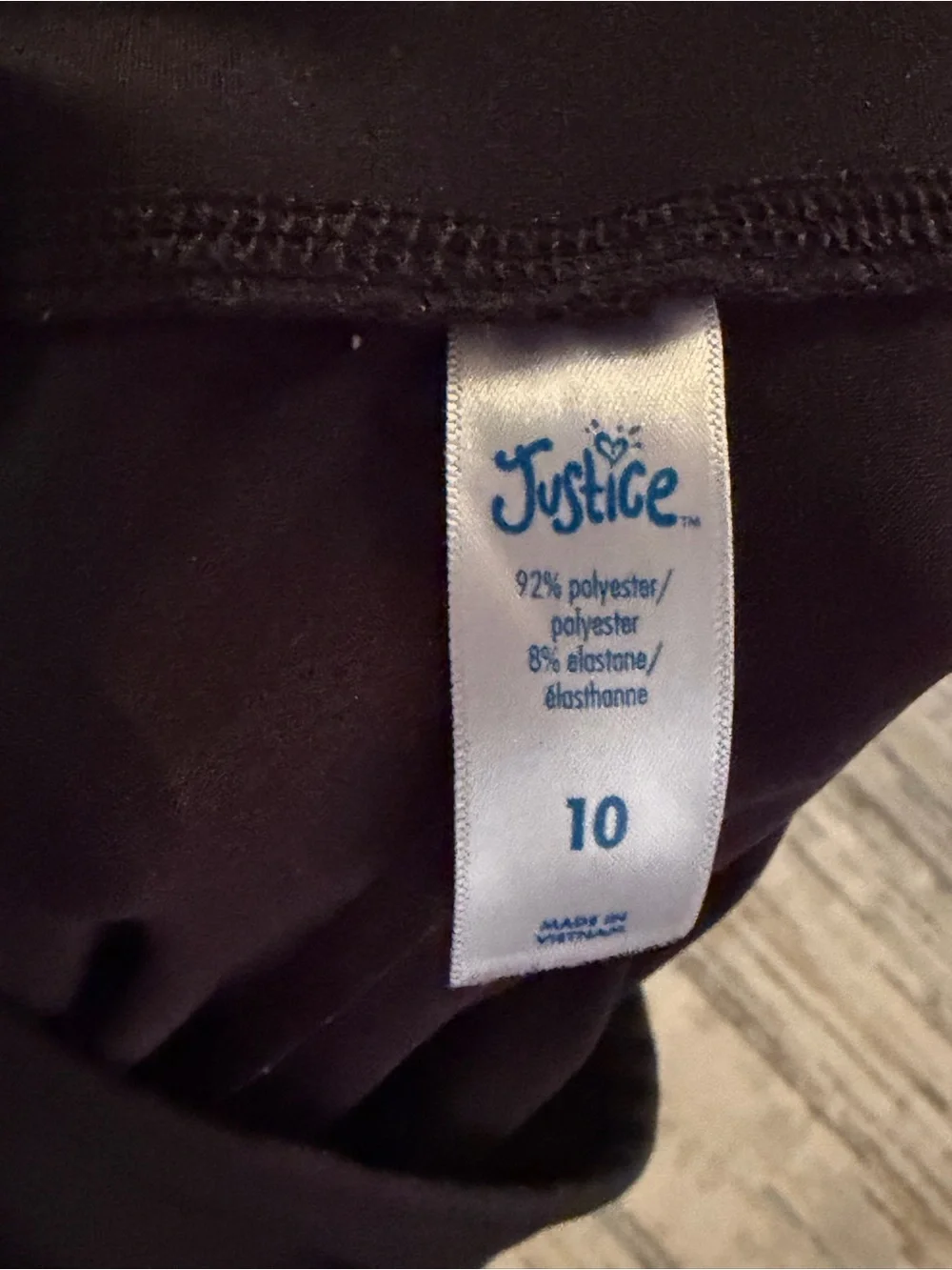 Justice Black Leggings with Silver Glitter Logo